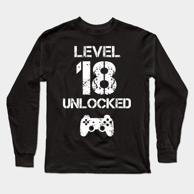 Level 18 Unlocked T-Shirt - 18th Birthday Gift Long Sleeve T-Shirt by Ilyashop
